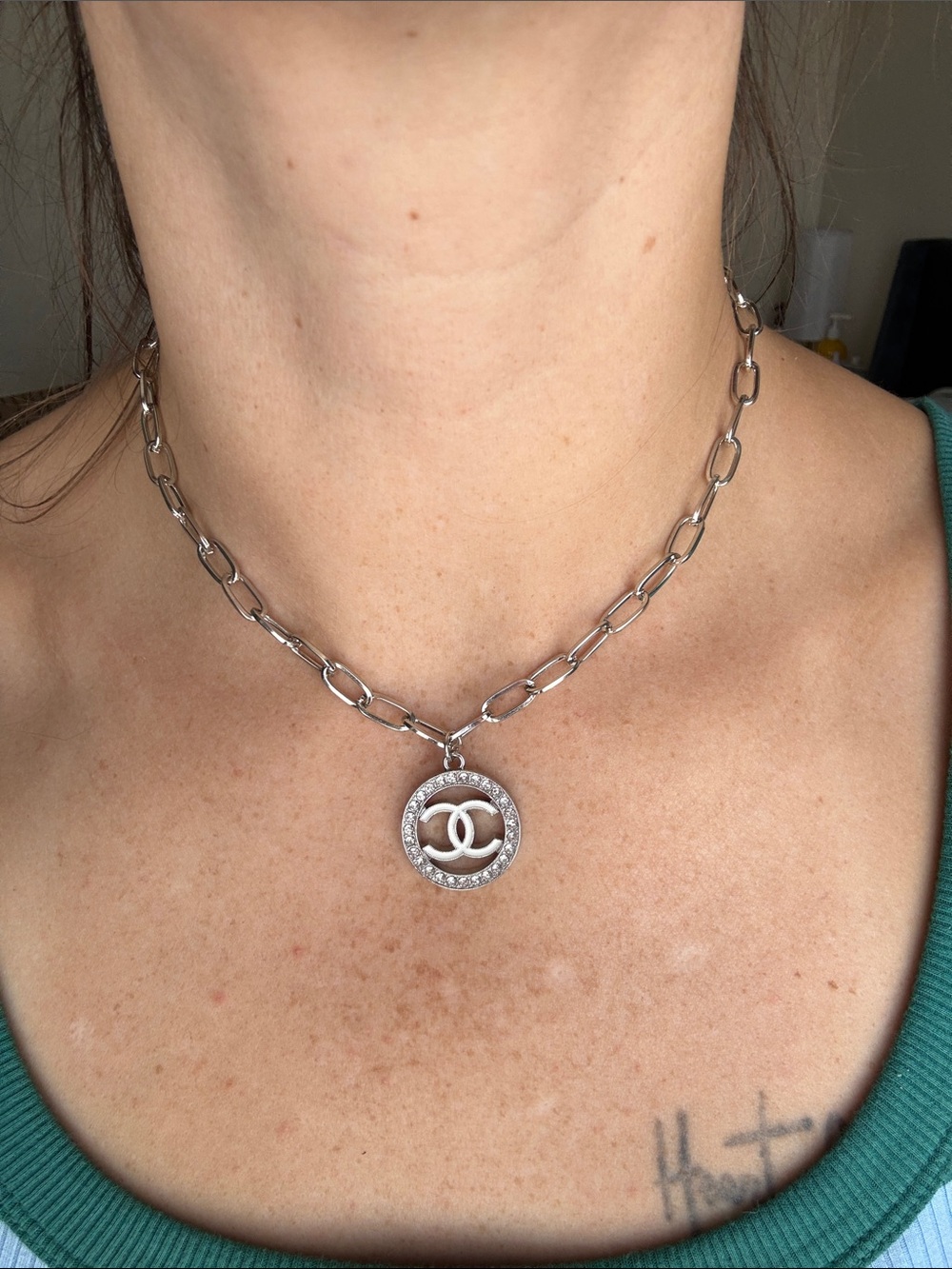 Chanel Silver CC Pendant Chain Necklace - Picture 4 of 4